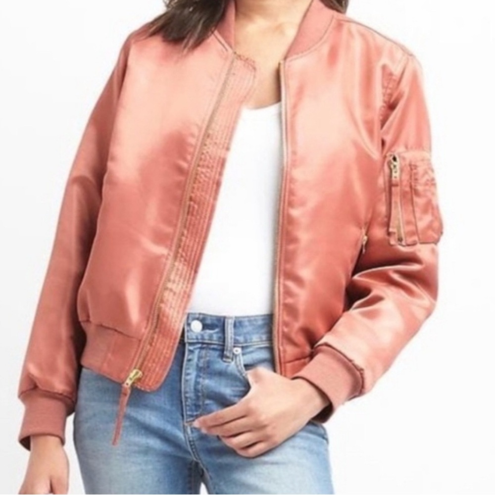 GAP Pink Bomber Jacket Satin Finish Relaxed Fit